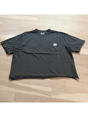 Carhartt Pocket Tee Hunting Dog Graphic Back Shirt Large Cropped Hem